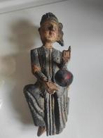 Oude houten Birmese figuur ....muzikant, Antiek en Kunst, Ophalen of Verzenden