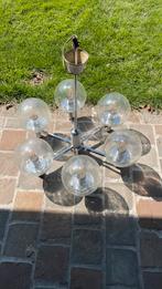 Hanglamp jaren 50/60., Huis en Inrichting, Lampen | Kroonluchters, Ophalen, Zo goed als nieuw, Glas