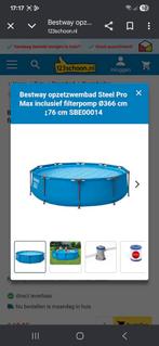 Bestway zwembad 366x84cm met pomp, afdekzeil & warmhoudfolie, Ophalen, Zo goed als nieuw