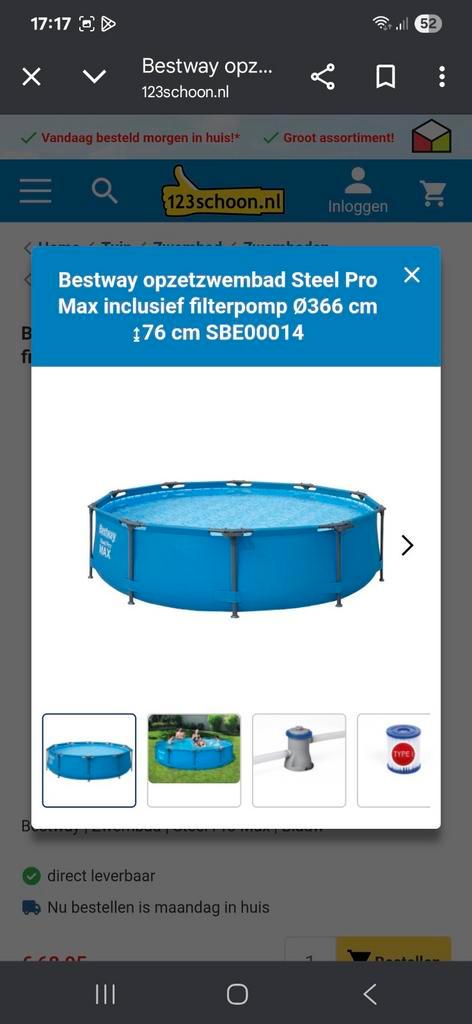 Bestway zwembad 366x84cm met pomp, afdekzeil & warmhoudfolie, Tuin en Terras, Zwembaden, Zo goed als nieuw, Ophalen