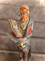 Bibliothecaris, beeldje in hout 36cm 📚📕📙📘, Ophalen of Verzenden, Gebruikt, Mens