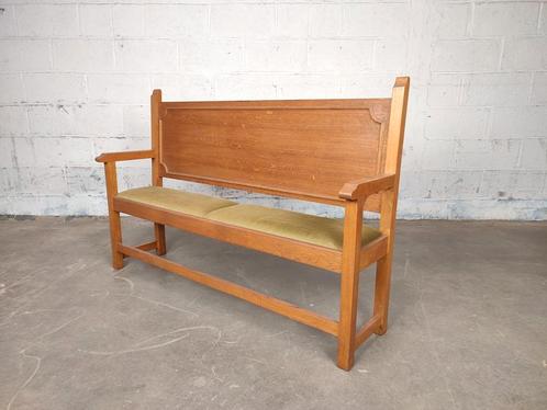 Smalle eiken halbank, Antiek en Kunst, Antiek | Meubels | Stoelen en Sofa's, Ophalen of Verzenden