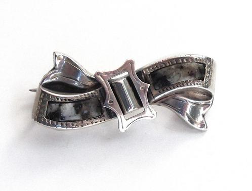 Antieke sterling zilveren broche, Birmingham eind 19th eeuw, Handtassen en Accessoires, Antieke sieraden, Broche, Zilver, Met edelsteen