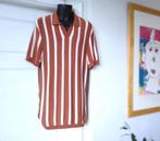 H&M retro gestreept poloshirt, mt L, Maat 52/54 (L), Bruin, Ophalen of Verzenden, H&M