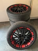 17 Inch zwart/rode sportvelgen voor VW Golf met zomerbanden, 17 pouces, Pneus et Jantes, Véhicule de tourisme, Pneus été