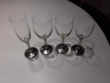 Verres en Cristal Val St Lambert avec pieds en Étain, Enlèvement