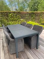 Tuintafel met 6 stoelen, Jardin & Terrasse, Tables de jardin, Rectangulaire, Autres matériaux, Utilisé, Enlèvement ou Envoi