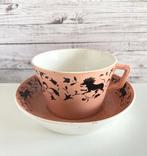 Tasse chocolat et sous-tasse roses décor lion Sarreguemines, Antiquités & Art, Enlèvement ou Envoi