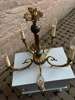 Vintage koperen luster met groengrijze lak, Huis en Inrichting, Lampen | Kroonluchters, Ophalen, Gebruikt, Metaal, Vintage brocante