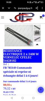 Résistance électrique 230v 2x2400w, Bricolage & Construction, Chauffe-eau & Boilers, Enlèvement, Neuf