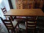 Massief eiken eetplaats en salon, Ophalen, Gebruikt, Massief eiken, 4 tot 6 stoelen