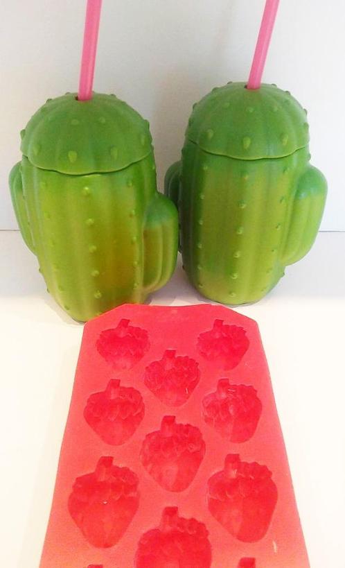 cactus drinkbekers met gratis ijsblokjeshouder, Huis en Inrichting, Keuken | Servies, Ophalen of Verzenden