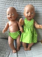 127. Babyborn: Nieuw groen jurkje met hartjes en pampertje, Kinderen en Baby's, Speelgoed | Poppen, Nieuw, Ophalen of Verzenden