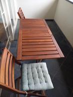 Opklapbare buitentafel + 2 stoelen, Tuin en Terras, Ophalen, Gebruikt, Rechthoekig, Hout