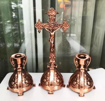 Kruis Christus Altaar Garnituur Brons Antiek 😍💑🙏⛪🤗 beschikbaar voor biedingen