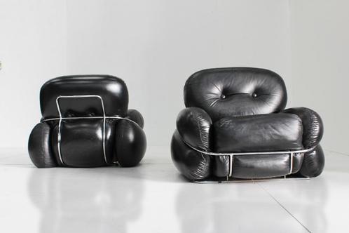 Set vintage italiaanse design fauteuils Adriano Piazzesi, Antiek en Kunst, Antiek | Meubels | Stoelen en Sofa's, Ophalen of Verzenden