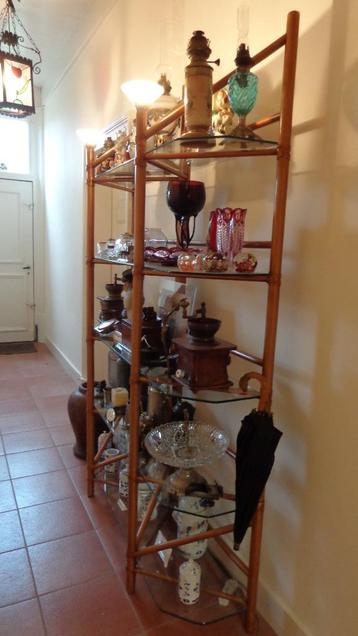 Design meubel glas / bamboemeubel glas / etagère bamboe glas beschikbaar voor biedingen