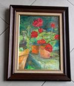 Schilderij olieverf stilleven geraniums bloemen +mooie kader, Antiek en Kunst, Kunst | Schilderijen | Klassiek, Ophalen