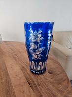 Prachtige blauwe kristal vaas van Boheemse kristal, Antiek en Kunst, Ophalen