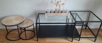 2x2 tables gigognes + déco de table, Maison & Meubles, Enlèvement, Utilisé