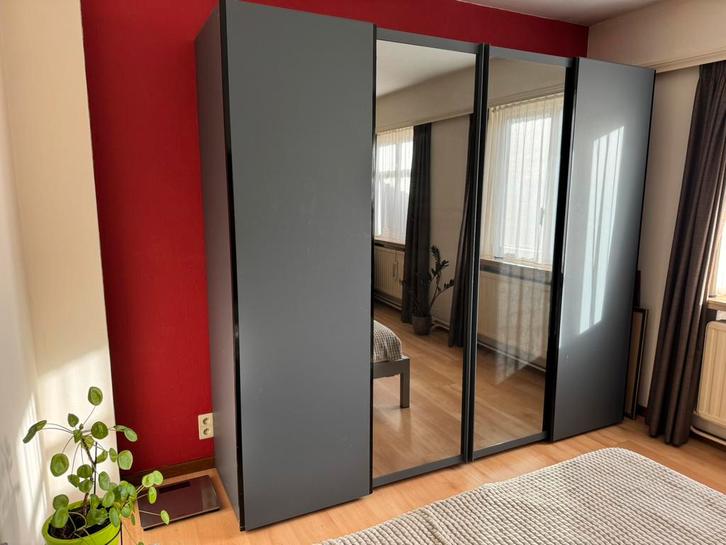 Kleerkast met spiegel en schuifdeuren, Huis en Inrichting, Kasten | Kleerkasten, Gebruikt, 200 cm of meer, 200 cm of meer, 50 tot 75 cm