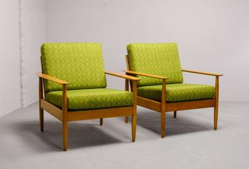 Vintage set scandic lounge fauteuils in Grete Jalk stijl 60s beschikbaar voor biedingen