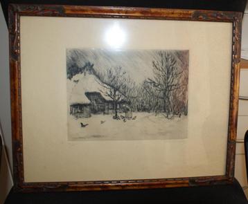 Anneliese Reichmann - Winterlandschapsgravure - 44 x 35 cm beschikbaar voor biedingen