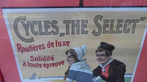 Reclame affiche Fietsen 'The Select' 1900, Verzamelen, Merken en Reclamevoorwerpen, Zo goed als nieuw, Reclamebord, Ophalen of Verzenden