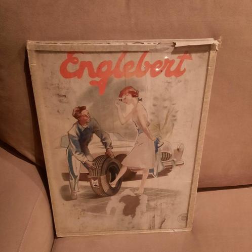 Poster ( heel oude ! ) van Englebert . Lees beschrijving ., Verzamelen, Merken en Reclamevoorwerpen, Gebruikt, Ophalen of Verzenden