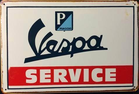 Metalen rusty-old wandplaat / wandbord Vespa Service, Verzamelen, Merken en Reclamevoorwerpen, Nieuw, Reclamebord, Ophalen of Verzenden
