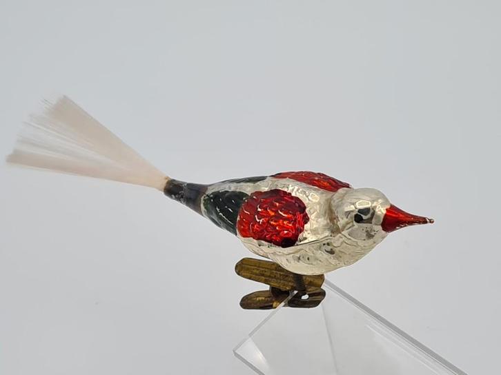 oude kerstclip met glazen vogeltje - 1950s, Diversen, Kerst, Ophalen of Verzenden