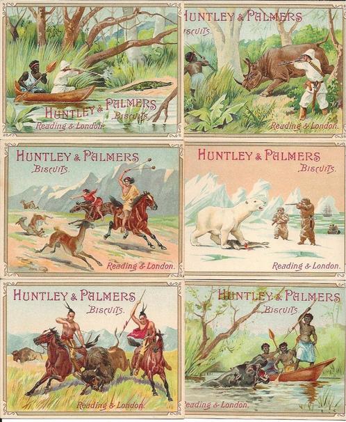 Chromo-Huntley&Palmers-Chasse-très ancien-très beau-6 pièces, Collections, Photos & Gravures, Comme neuf, Gravure, Autres sujets/thèmes