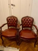 2 Chesterfield fauteuils van leer, Ophalen, Gebruikt, Minder dan 75 cm, Chesterfield
