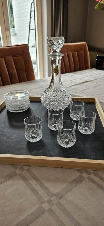 Set karaf, 5 kleine glaasjes en schaaltjes, echt bleikristal, Enlèvement