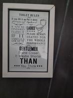 Grappige Toilet spreuken in kader. 30 cm x 20 cm, Ophalen of Verzenden, Gebruikt