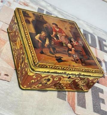 Oud Antiek Blik Demaret Chocola De Loose 1950 met slot beschikbaar voor biedingen