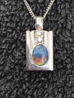 925 Sterling Zilver ketting Rodium plated met Opaal Triplet, Met edelsteen, Nieuw, Ophalen of Verzenden, Zilver