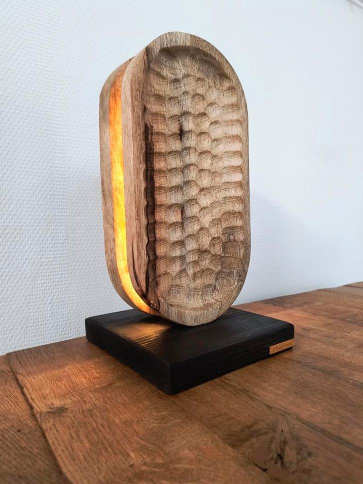 GIFTED - designlamp uit massief mangohout met dimbare LED, Huis en Inrichting, Lampen | Losse lampen, Nieuw, Ophalen of Verzenden