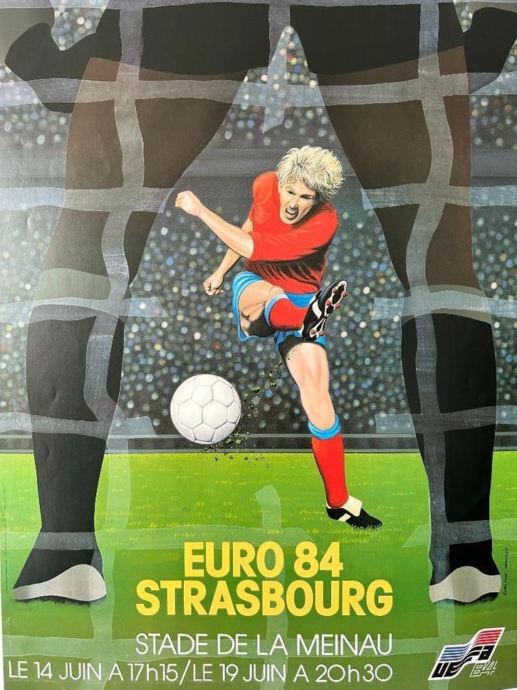 Orig. Vintage poster EURO 84 - France Strassbourg, 85 x 60, Antiek en Kunst, Kunst | Litho's en Zeefdrukken, Ophalen of Verzenden