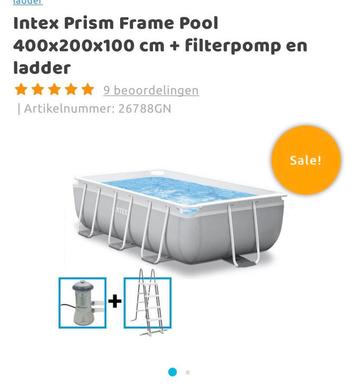 Intex zwembad (4m x 2m x 1m) en zandfilter., Ophalen, 200 tot 300 cm, 80 tot 120 cm, Zo goed als nieuw