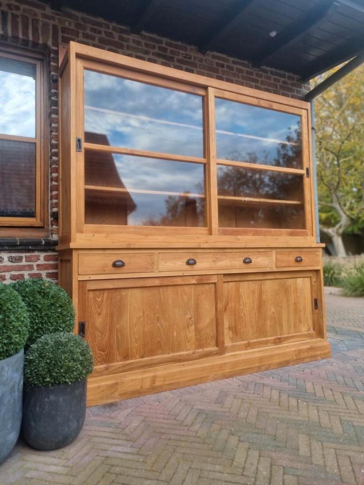 Teak buffetkast/vitrinekast GRATIS LEVERING, Huis en Inrichting, Kasten | Buffetkasten, Zo goed als nieuw, Ophalen of Verzenden