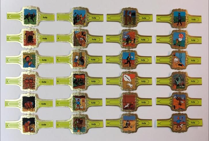 Kuifje sigarenbanden royal flush rood compleet 24 stuks new, Verzamelen, Stripfiguren, Nieuw, Overige typen, Kuifje, Ophalen of Verzenden