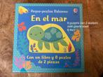 8 puzzels waterdieren van 2 stukken met boek -perfecte staat, Ophalen, Minder dan 10 stukjes, Zo goed als nieuw, 2 tot 4 jaar