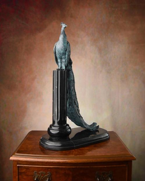 Grote Massieve Bronzen Beeld van een Pauw GRATIS LEVERING, Antiek en Kunst, Antiek | Brons en Koper, Brons, Verzenden