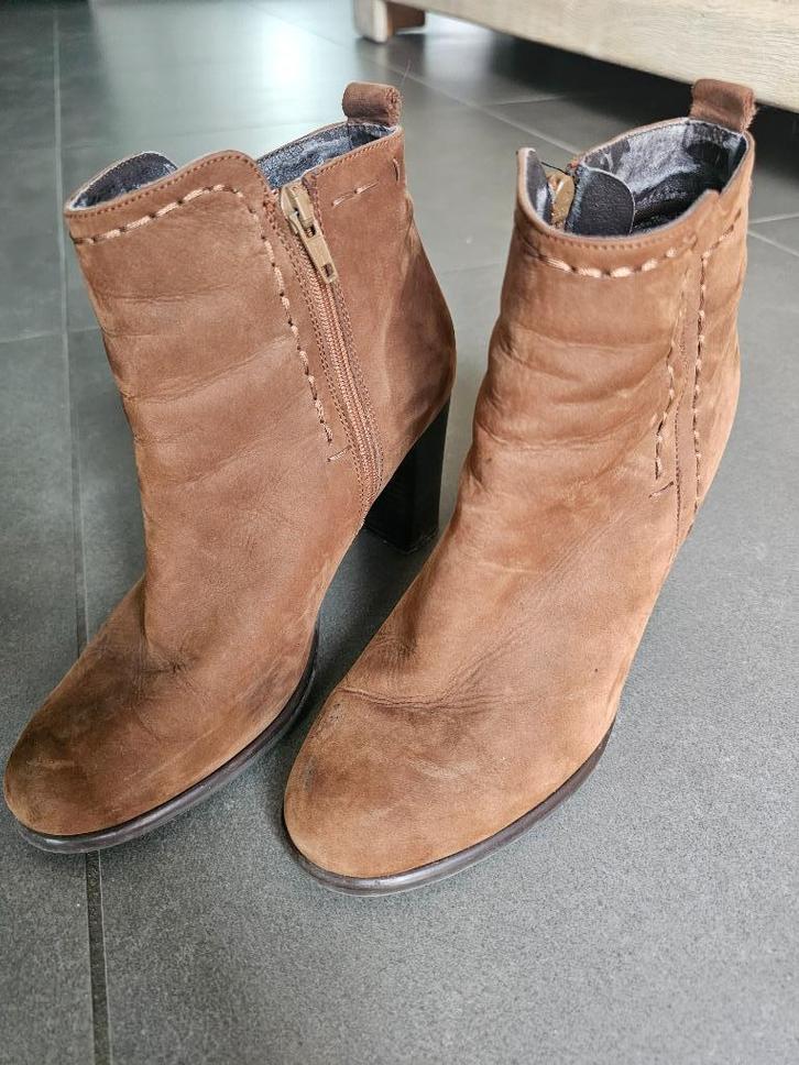schoenen - bruine enkellaarsjes, Kleding | Dames, Schoenen, Gedragen, Lage of Enkellaarzen, Bruin, Ophalen of Verzenden