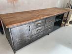Loft vintage bakkerstafel, Ophalen, Gebruikt, Metaal, 200 cm of meer