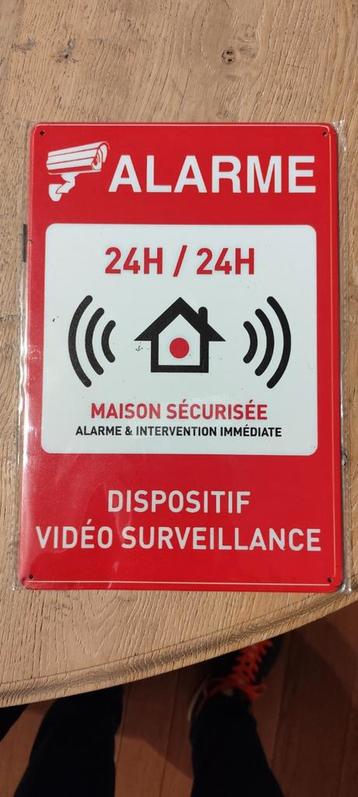 Plaque métallique alarme de sécurité. 20x30cm. Neuve,  beschikbaar voor biedingen