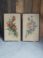 2 mooie ingelijste oude bloemen litho's gesigneerd C Klein, Ophalen of Verzenden