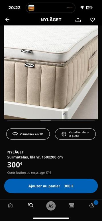 IKEA NYLAGET MATRASTOPPER 160x200 cm 2 jaar beschikbaar voor biedingen