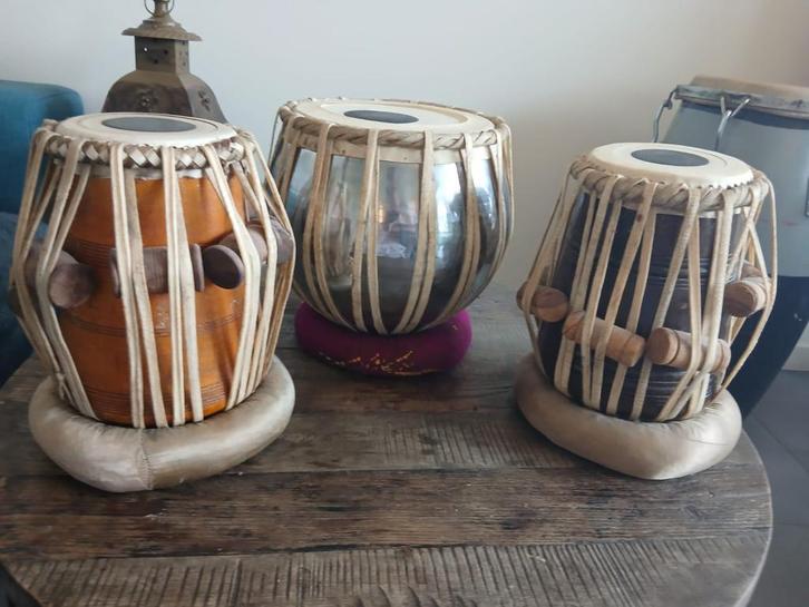 Indiase tabla set – traditionele percussie, Huis en Inrichting, Woonaccessoires | Kandelaars en Kaarsen, Zo goed als nieuw, Hout